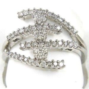 Diamond Bypass Cluster Lady's Ring 14k WG .60Ct